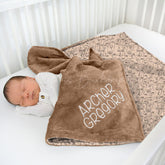 Lofaris Brown Funny Face Lines Embroidered Minky Baby Blanket